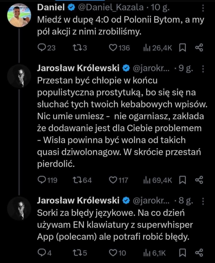 LUŹNY WPIS prezesa Wisły Kraków w stronę kibica xD